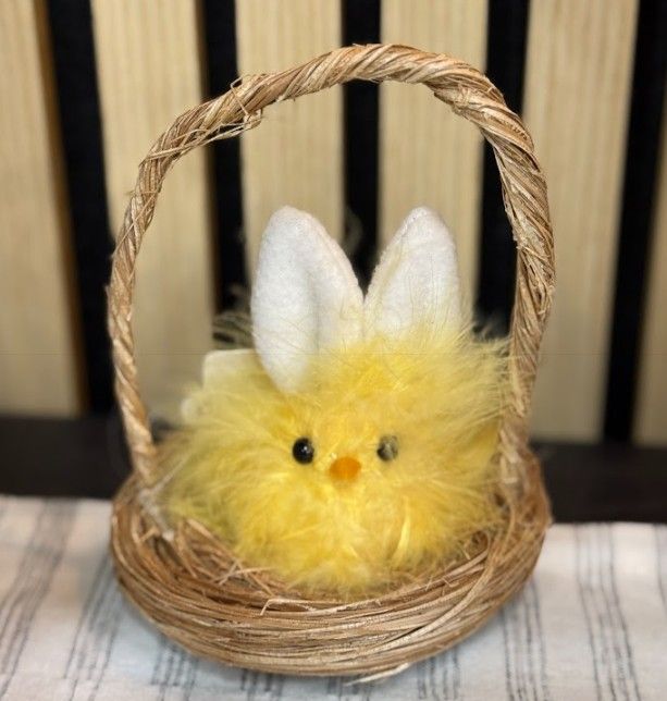 Fuzzy Easter Chick in Basket