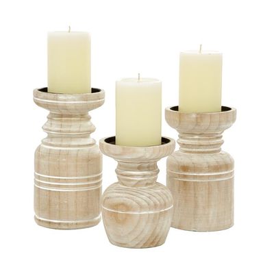 Natural Wood Candle Holder 6&quot; Small