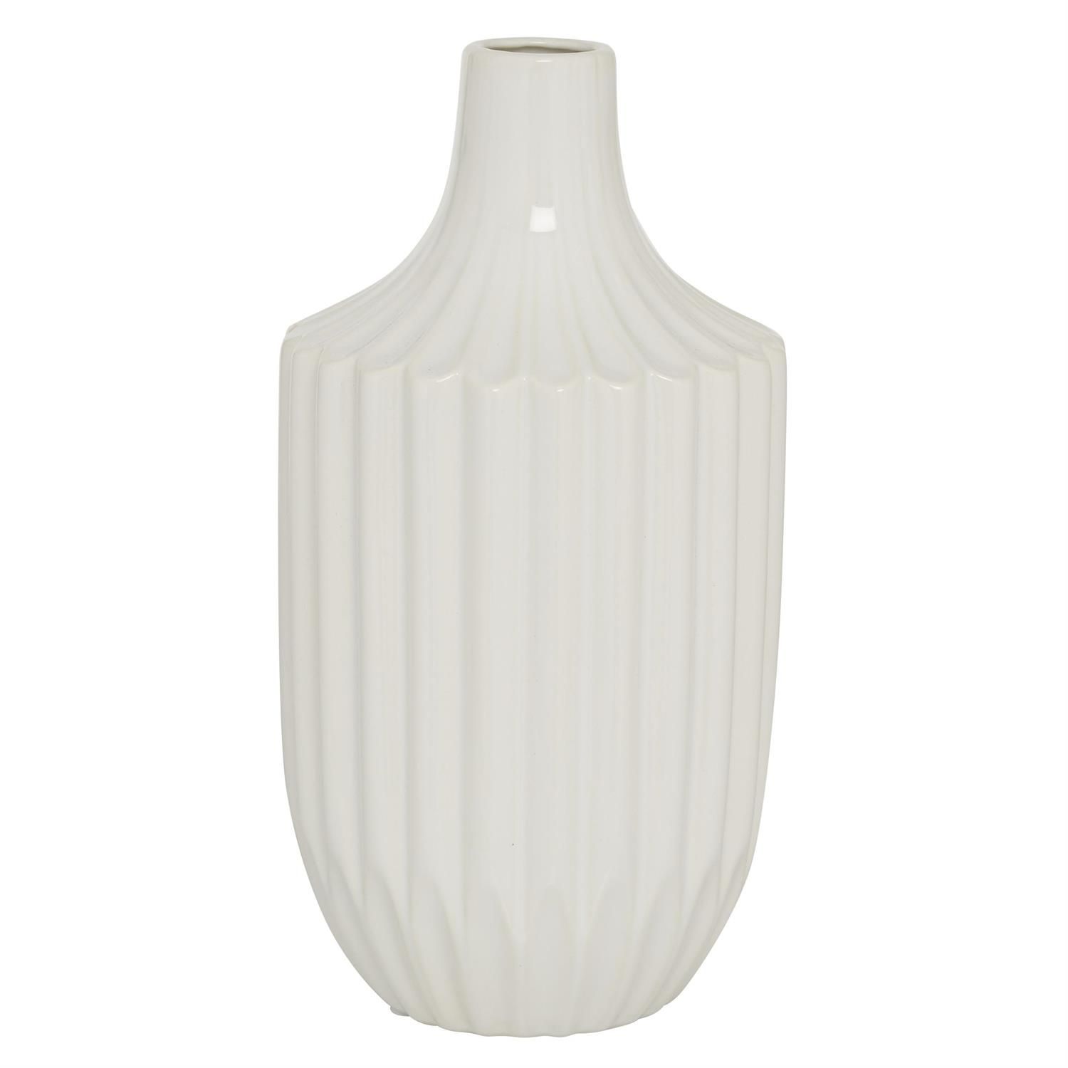 Fluted White Vase 13&quot;