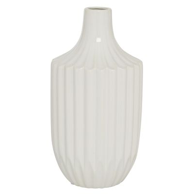 Fluted White Vase 13&quot;