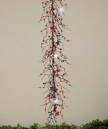 Americana Garland w/ Berry &amp; Metal Stars 5&#39;