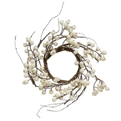 White Snowberries Candle Ring 12&quot;