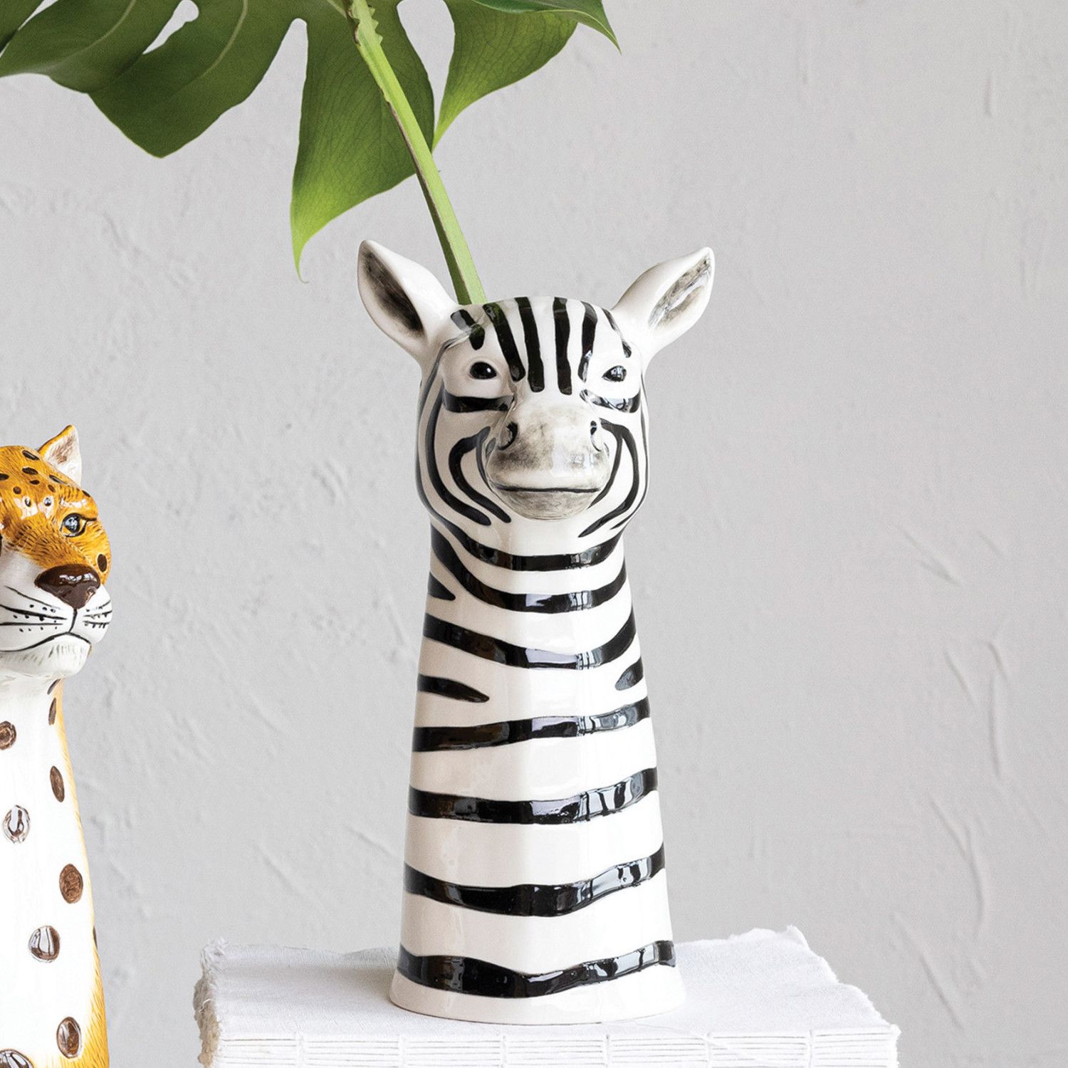 Stoneware Zebra Vase 11.25&quot;