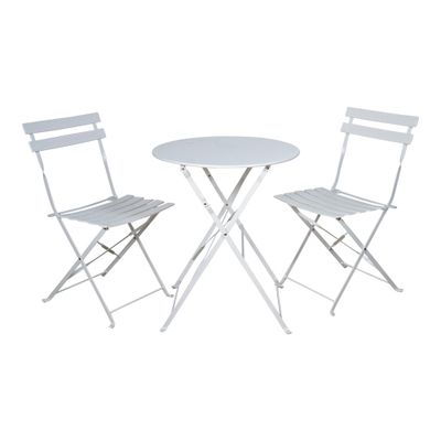 Metal Bistro Set of 3 in White