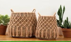 Natural Seagrass with Tassels Basket Small
