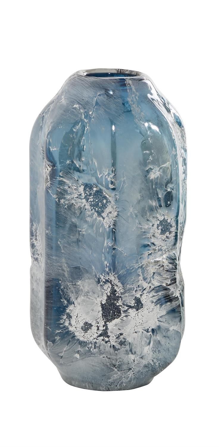 Handmade Glass Vase Blue 12&quot;