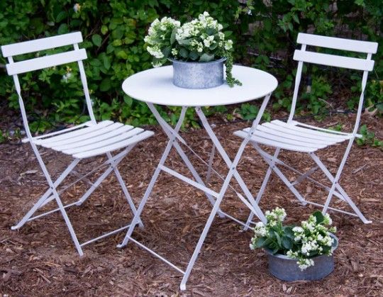 Metal Bistro Set of 3 in White