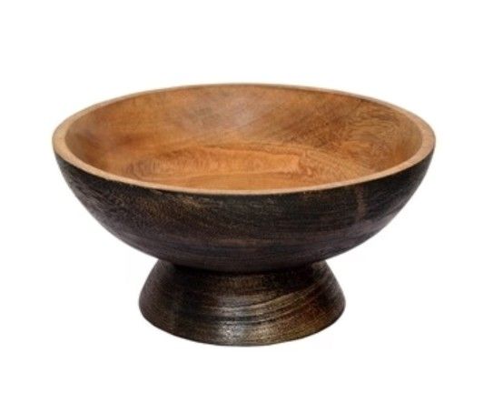 Wood Pedestal Bowl 9&quot;