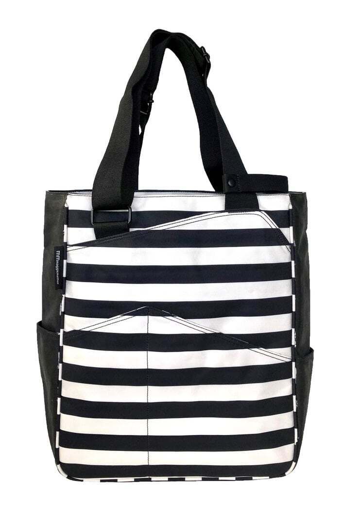 Original Tennis Tote Black & Coconut Stripes