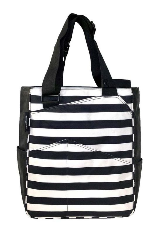 Original Tennis Tote Black & Coconut Stripes