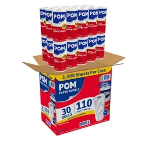 POM Individually Wrapped 2-Ply Paper Towels 110 sheets/roll, 30 rolls POM INDIVIDUALLY WRAPPED 2-PLY PAPER TOWELS 110 SHEETS PER ROLL (30PK)