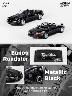 Micro Turbo 1:64 Mazda MX5 Eunos Roadster Miata Metallic Black Diecast