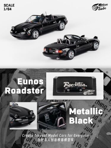 Micro Turbo 1:64 Mazda MX5 Eunos Roadster Miata Metallic Black Diecast