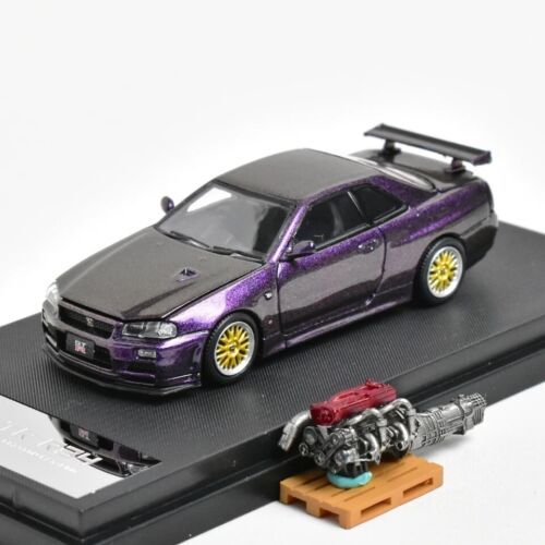 Nissan Skyline R34 GTR By Cool Art 1/64 Diecast Opening Bonnet &amp; Boot W/ Engine
