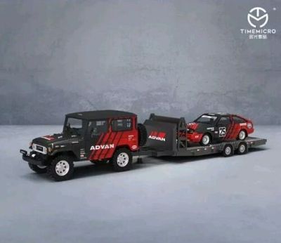 Time Micro 1/64 FJ40 + AE86 + Trailer Set ADVAN Diecast