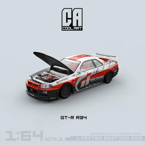 Cool Art Nissan Skyline GTR R34 Gran Turismo Opening Bonnet &amp; Boot 1/64 Diecast