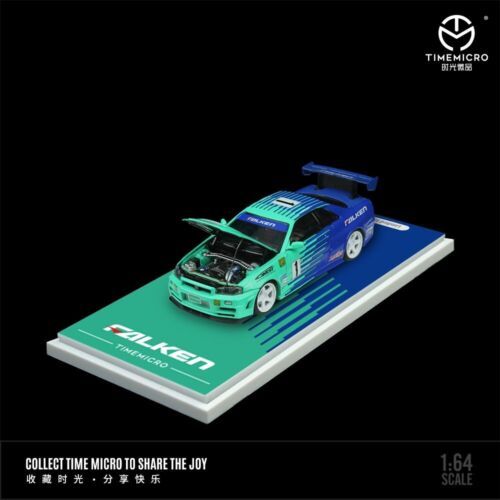 Timemicro Nissan Skyline GTR R34 Falken Opening Hood 1/64 Diecast