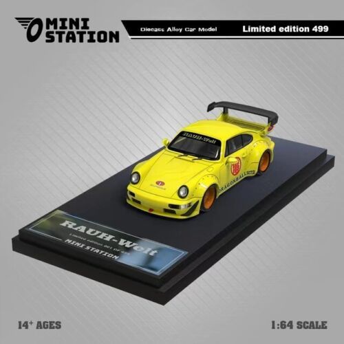 Mini Station Porsche RWB Dragon Ball Yellow 1/64 Diecast