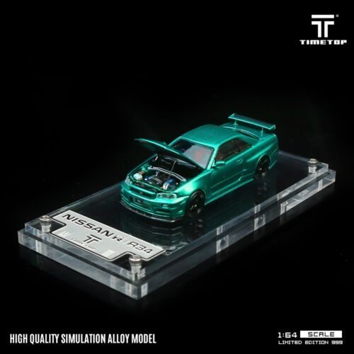 Time Top TimeMicro Nissan Skyline R34 GTR Green Carbon Electroplated 1/64