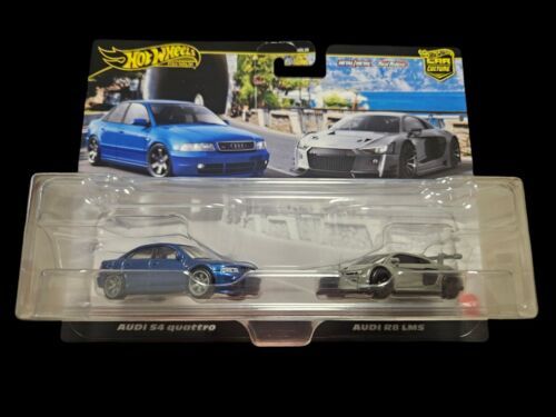 Hot Wheels Premium Twin Pack Audi S4 Quattro &amp; R8 LMS 1/64 FREE PROTECTOR