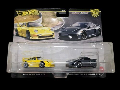 Hot Wheels Premium Twin Pack Porsche 993 GT2 / 718 Cayman GT4 FREE PROTECTOR