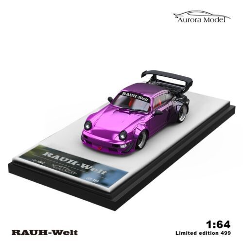 Aurora Model Porsche 911 964 RWB Electroplated Pink Purple Black Diecast 1:64