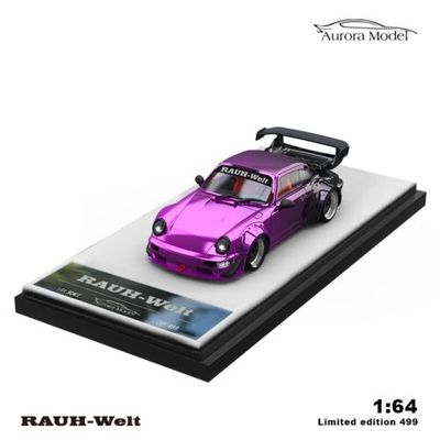 Aurora Model 1:64 Porsche 911 964 RWB Electroplated Pink Purple Black Diecast AM640865