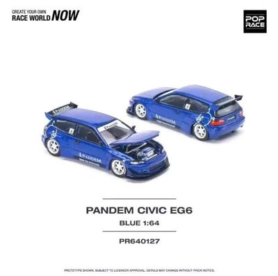 Pop Race Pandem Honda Civic Widebody EG6 v1.5 METALLIC BLUE 1/64 Diecast