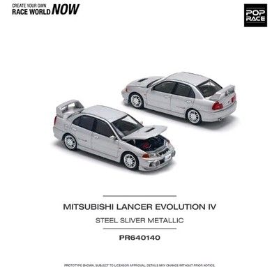 Pop Race Mitsubishi Lancer Evolution IV 4 Silver Evo 4 1/64