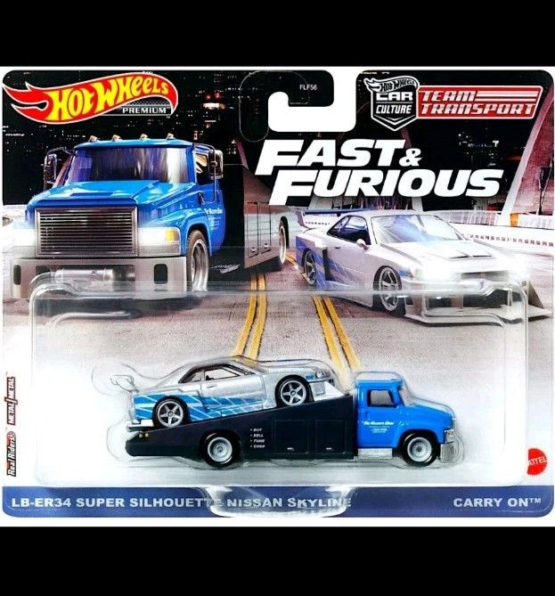 Hot Wheels TEAM TRANSPORT Fast &amp; Furious Liberty Walk Nissan Skyline R34 LBWK