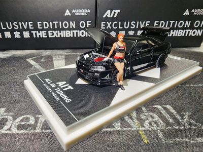 Aurora Model Nissan Skyline GTR R34 AIT Exclusive Edition Electroplated Black AM646306