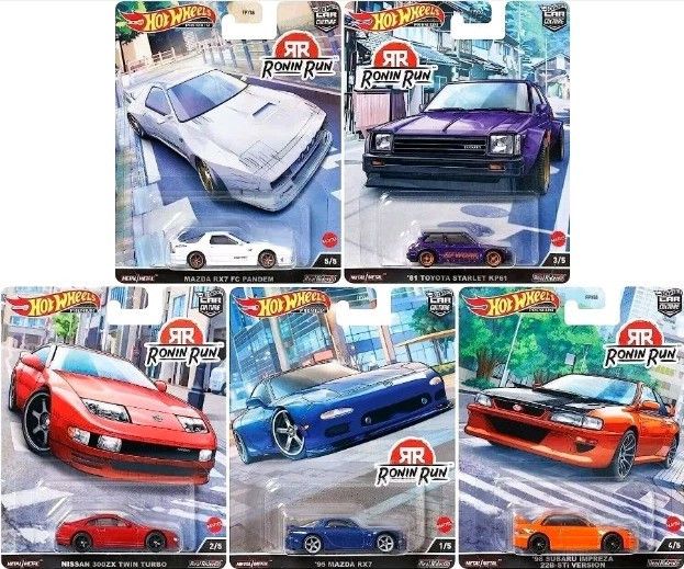 Hot Wheels Premium Car Culture Ronin Run Set of 5 RX7 Pandem Nisaan Toyota