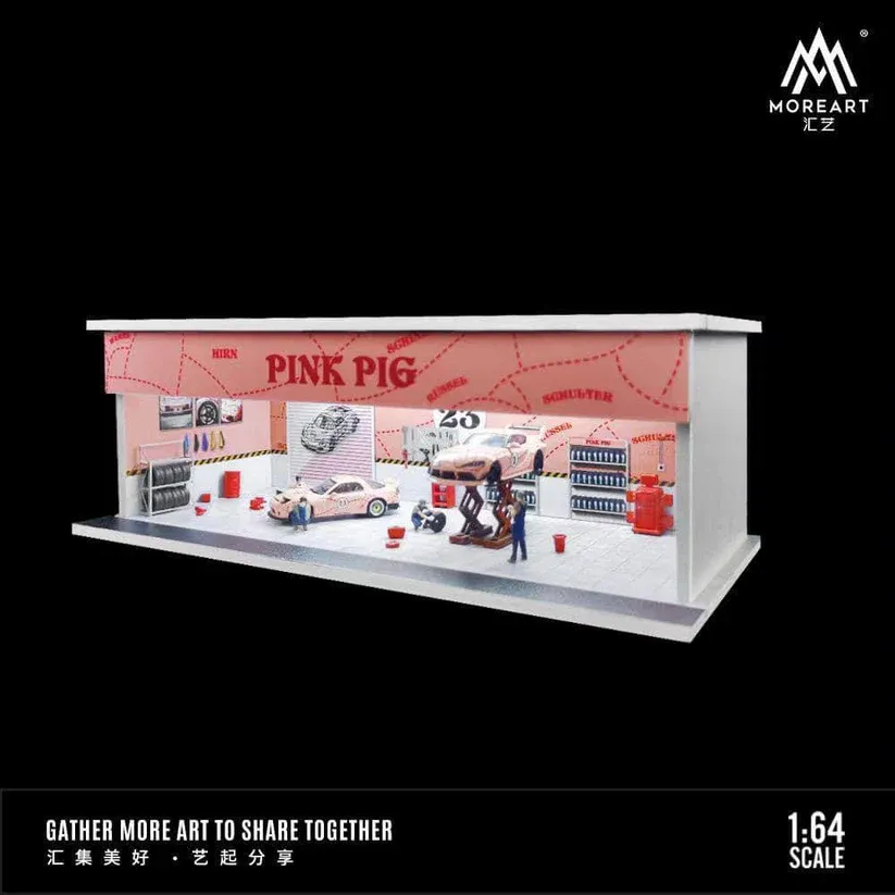 MoreArt 1:64 Pink Pig Parking Lot Basic Diorama