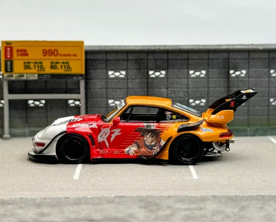 Street Warrior 1/64 911 RWB X DBZ 964 High Wing Porsche GoKu / Majin Buu / Vegeta Diecast