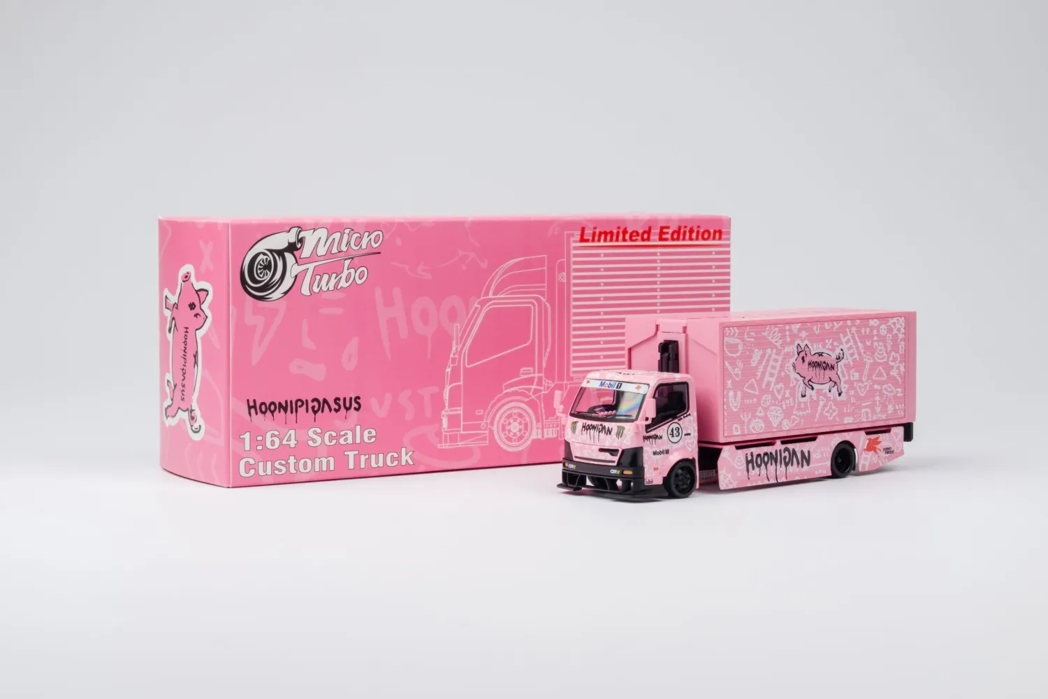 Micro Turbo 1:64 Custom Box Pink Truck with Hoonipigasus Ken Block Livery