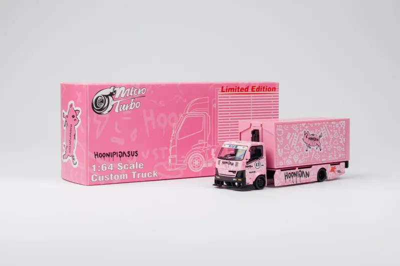 Micro Turbo 1:64 Custom Box Pink Truck with Hoonipigasus Ken Block Livery