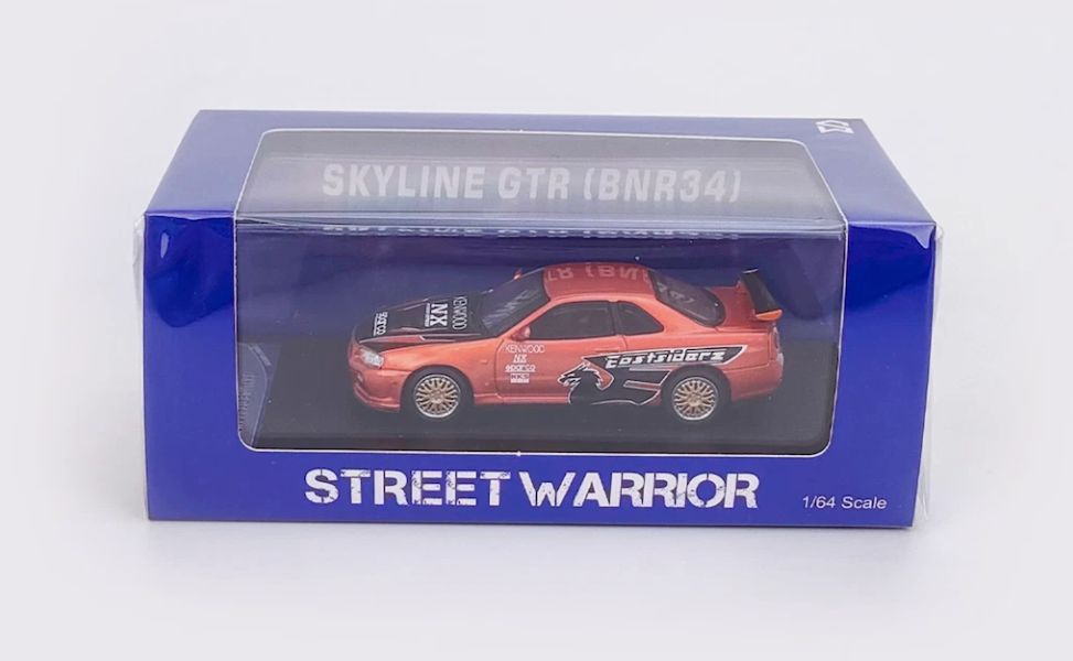 Street Warrior 1/64 Nissan Skyline R34 GTR V-Spec II Orange Eastsider
