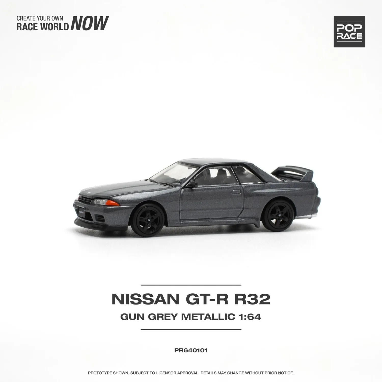 Pop Race 1/64 Nissan Skyline GT-R Gun Metal Grey PR64101