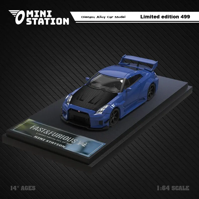 Mini Station 1/64 Nissan GTR Fast and Furious metallic Dark Blue Diecast