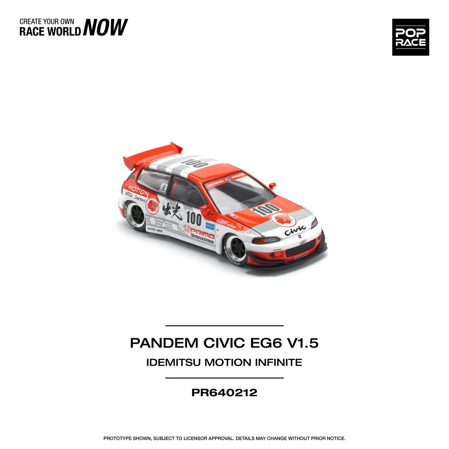 Pop Race 1/64 Pandem Honda Civic EG6 v1.5 Idemitsu Motion Infinite
