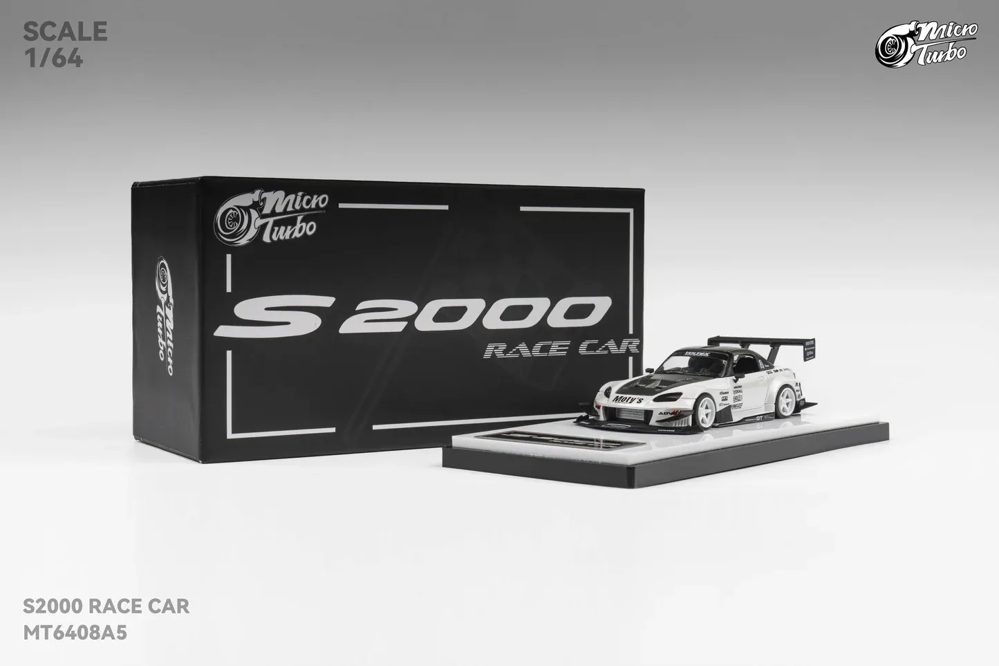 Micro Turbo 1:64 S2000 Metallic White Time Attack Diecast