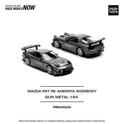 Pop Race 1/64 Mazda RX-7 FD3S RE AMEMIYA Widebody Gun metal PR64255