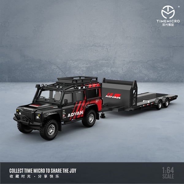 Time Micro 1/64 Land Rover Defender + Trailer Set ADVAN Livery