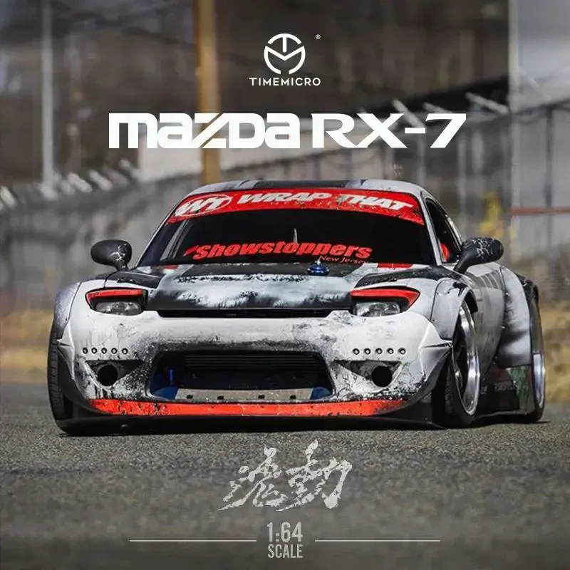 Time Micro 1/64 Rocket Bunny RX7 Weathered Wrap Livery with Figurine
