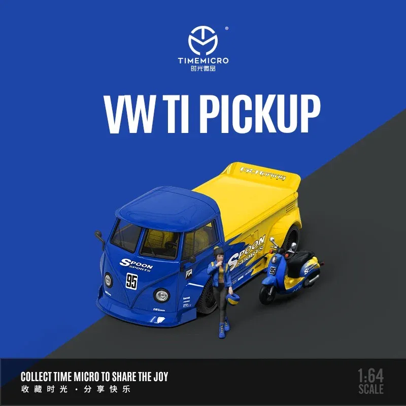 Time Micro 1/64 Volkswagen t1 Pick up Spoon Sport Livery + Scooter and Figurine