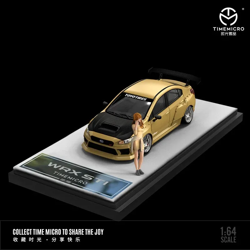 Time Micro 1/64 Subaru WRX STI Widebody Gold with Figurine
