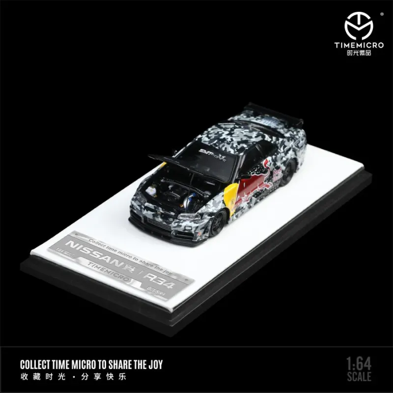 Time Micro 1/64 Nissan GTR34 Red Bull Camo TM643434