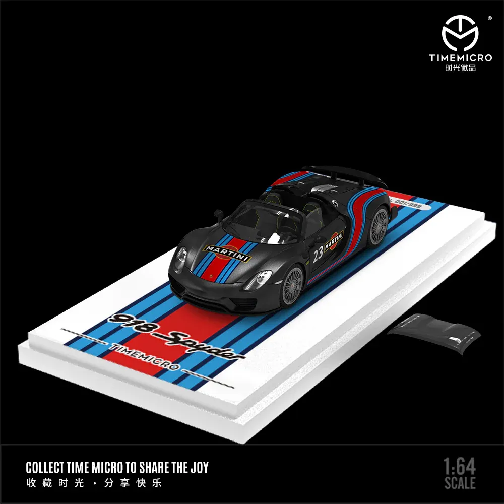 Time Micro 1/64 Porsche Spyder 918 Black Martini Livery TM643517