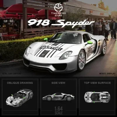 Time Micro 1/64 Porsche Spyder 918 Silver Martini Livery TM643518