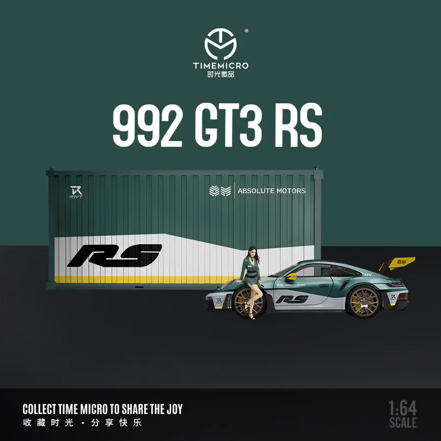 Time Micro 1/64 Porsche 992 GT3 RS Green Silver TM644630-2